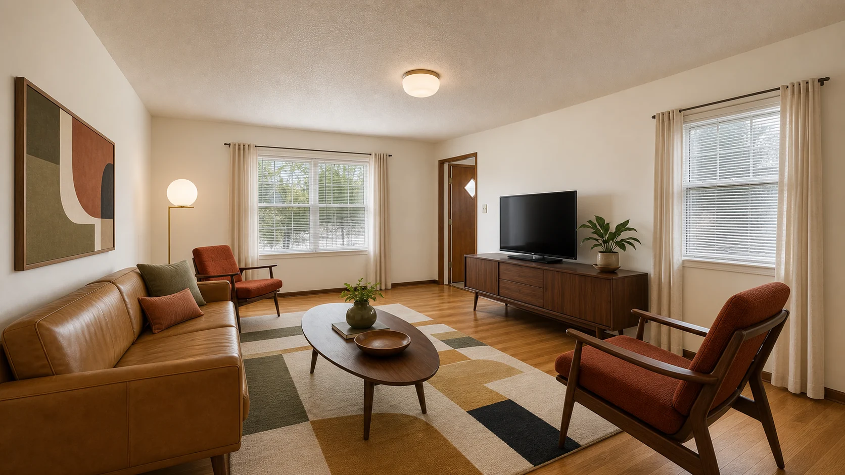 Mid-century direction for the same living room