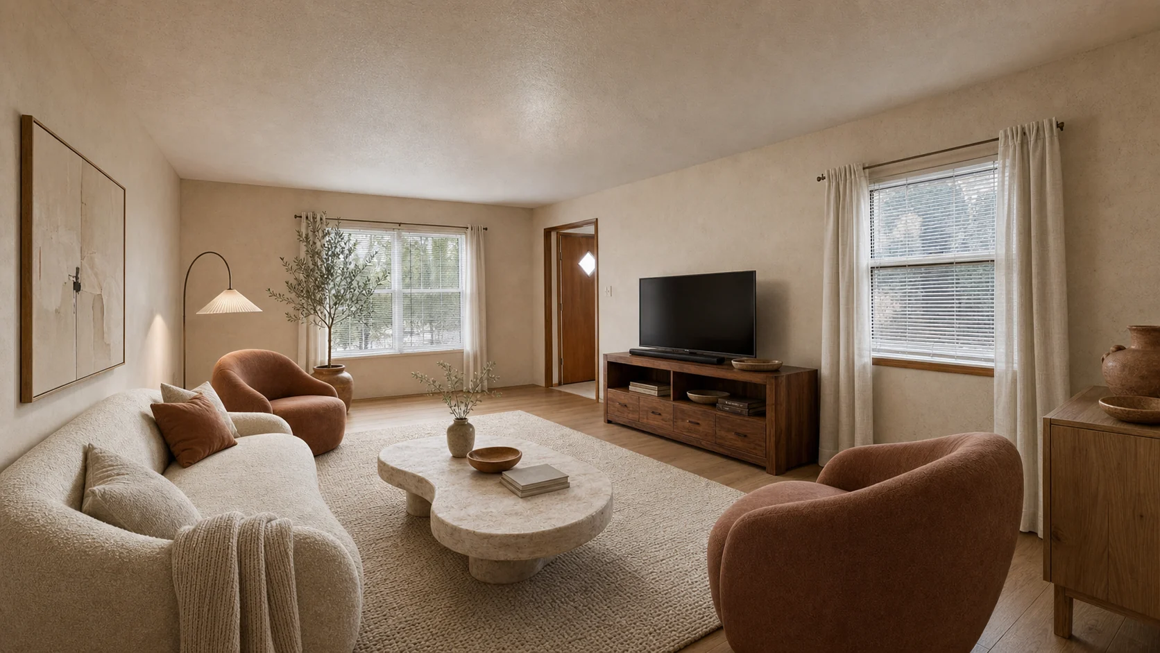Organic modern direction for the same living room